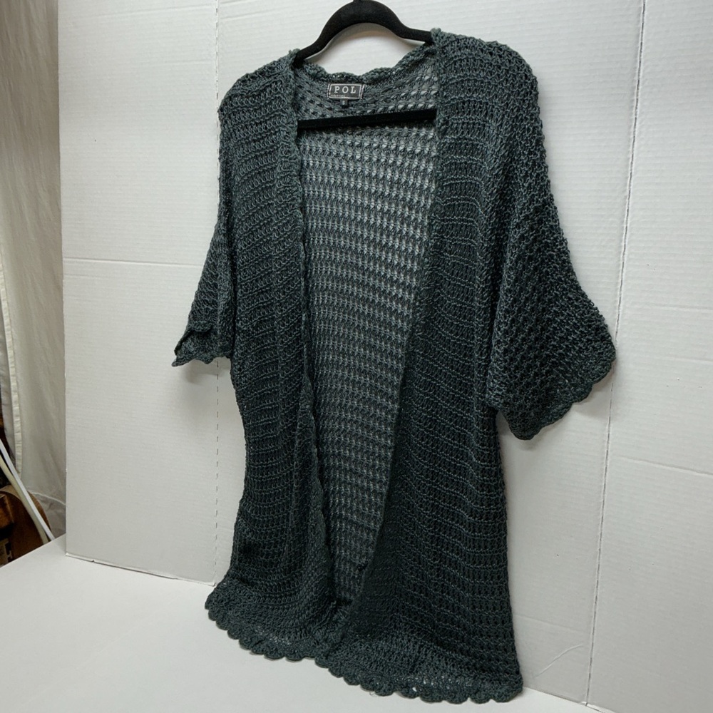 💙POL OPEN FRONT CARDIGAN CHARCOAL POL SAMPLE